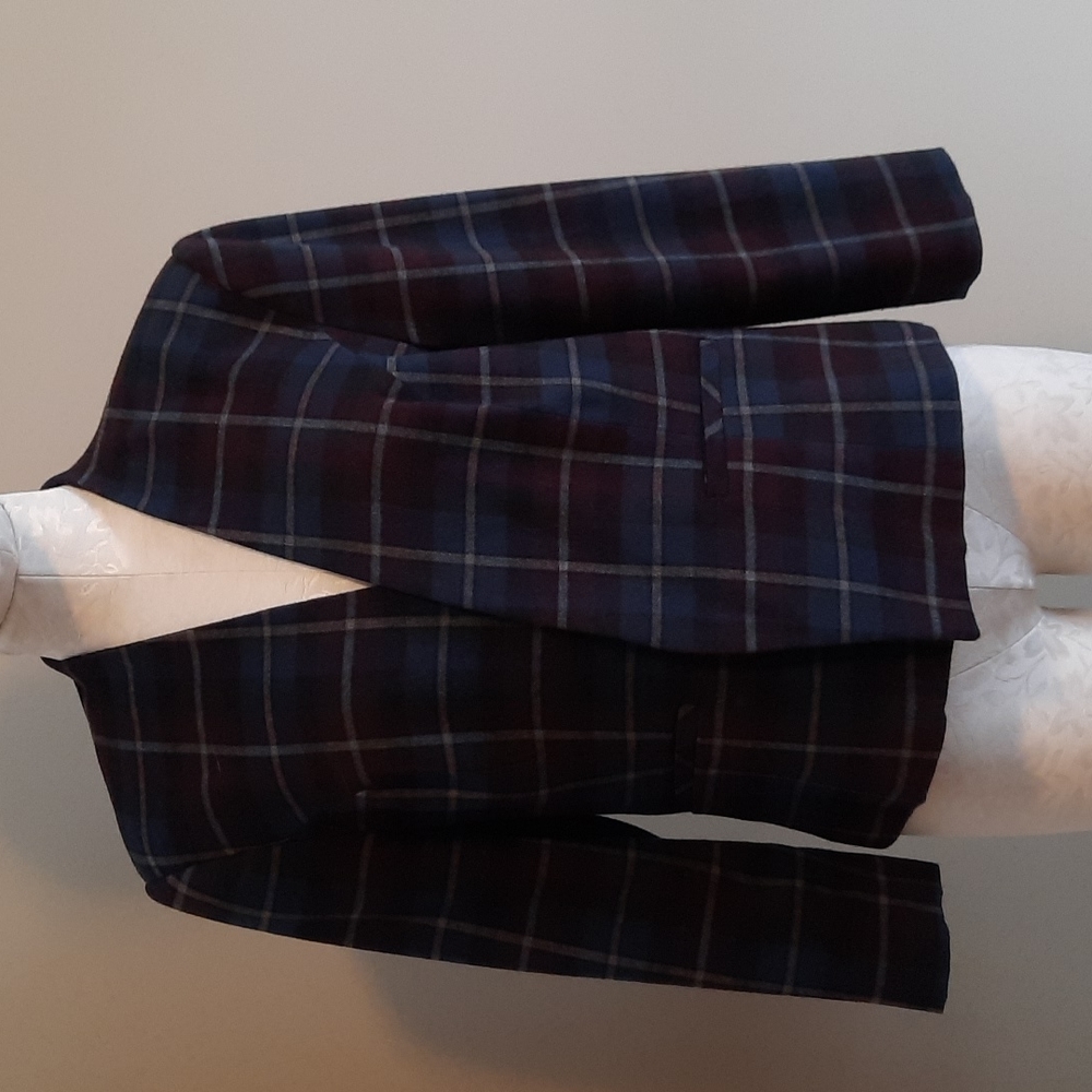 Le Chateau Plaid Blazer, Burgundy & Blue, Sz XL